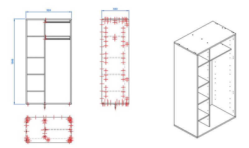 Dulap cu 2 usi Simple, stejar