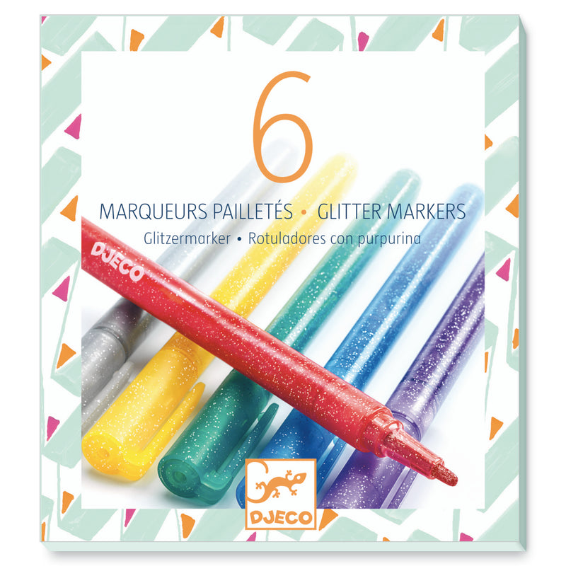 Set 6 carioci (markere) cu sclipici Djeco Sweet