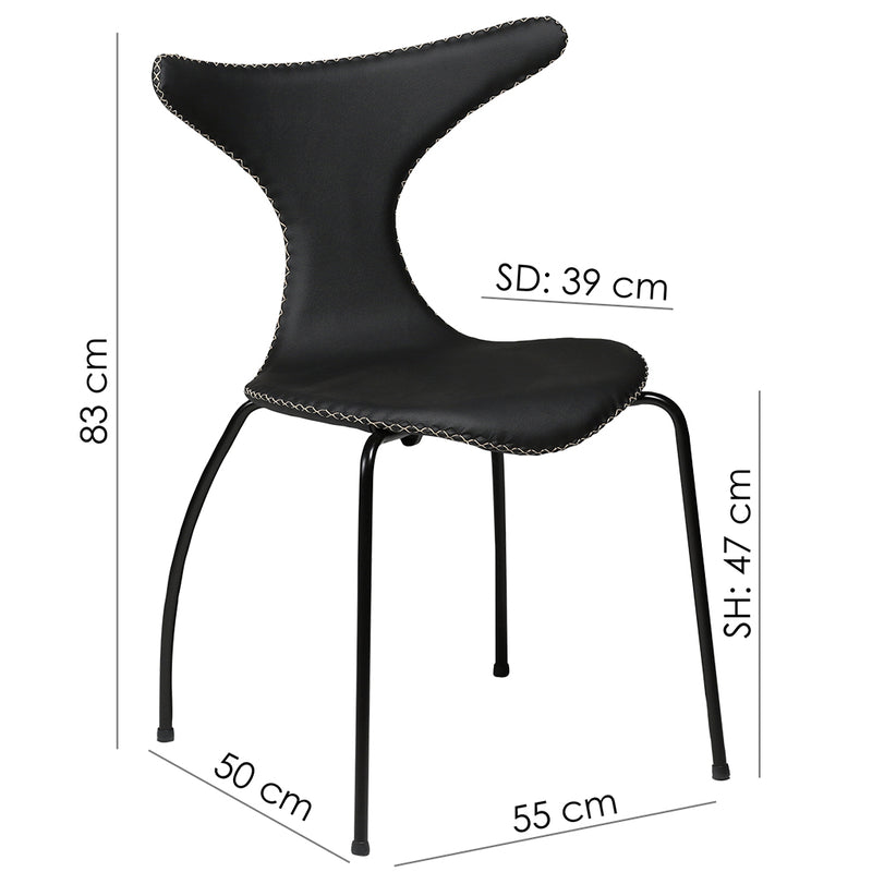 Scaun dining DanForm DOLPHIN, piele, negru, cadru negru