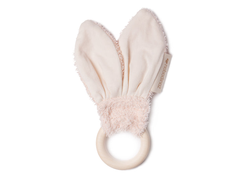 Jucarie dentitie Bunny, 7cm, lemn, roz