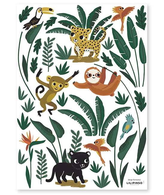 Sticker A3 (29,7x42cm) - JUNGLE ANIMALS