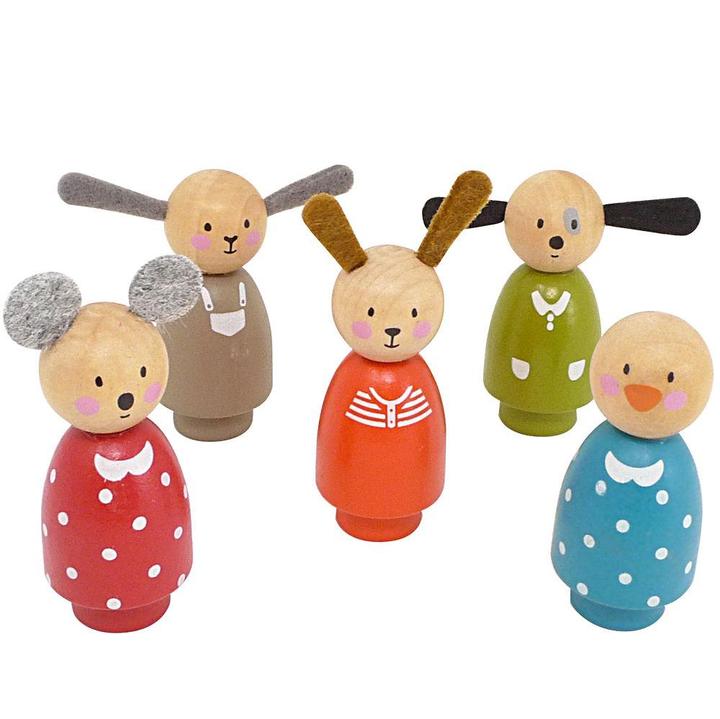 Set 5 personaje din lemn Moulin Roty, La Grande Famille